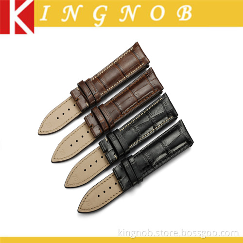 18 to 22mm Stainless Steel Calf Leather Watch Band Strap